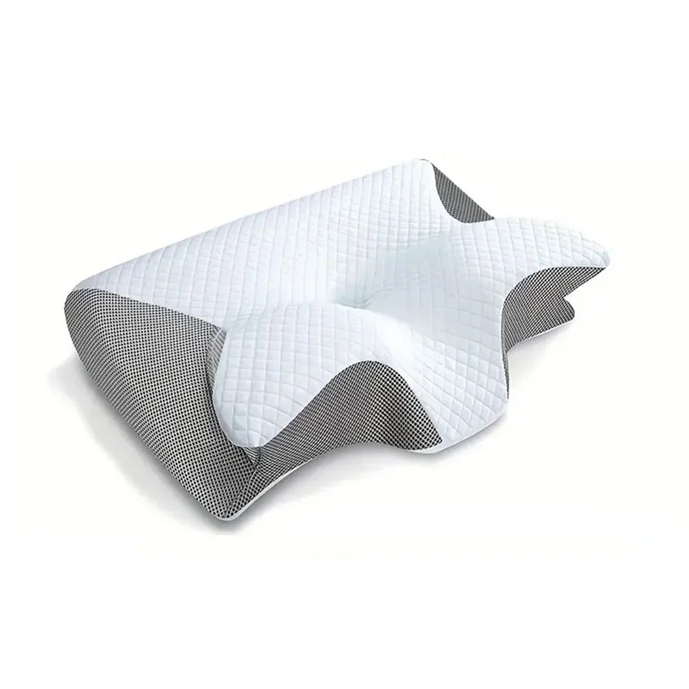 2-in-1 Ergonomic Memory Foam Cervical Pillow Orthopedic Neck Support Grey
