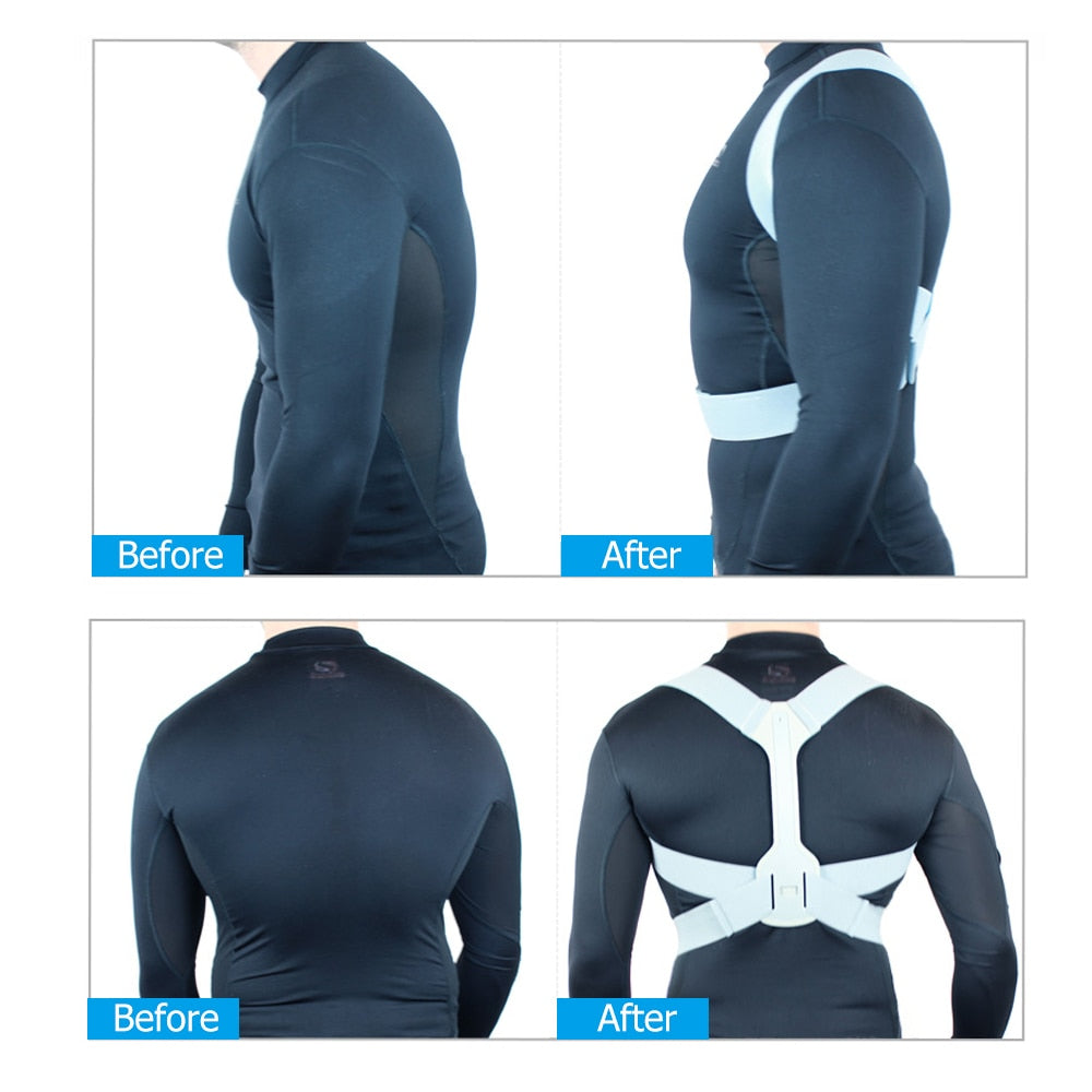 Silver Adjustable Back Posture Corrector Back Pain Relief Belt Spine Waist Support Correction Straps Posture Belt For Men Women