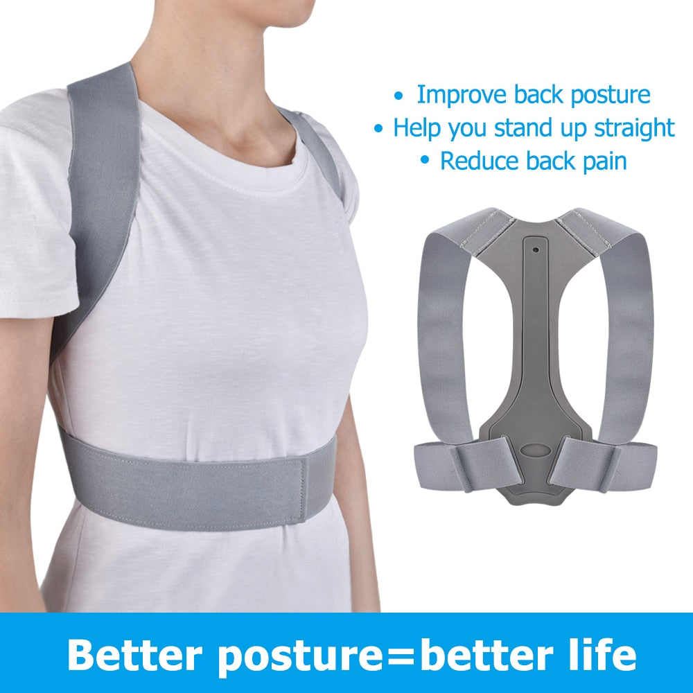 Silver Adjustable Back Posture Corrector Back Pain Relief Belt Spine Waist Support Correction Straps Posture Belt For Men Women